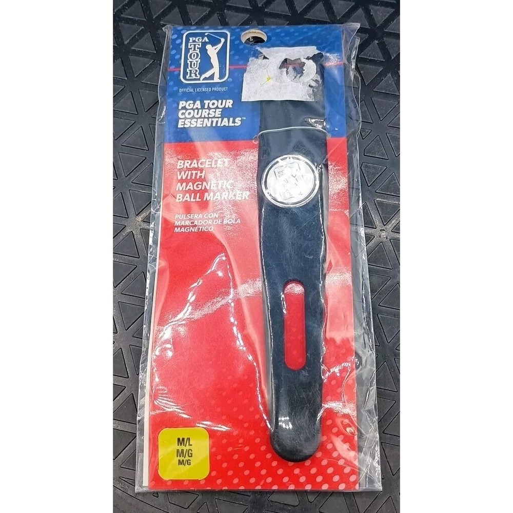 PGA Tour Golf Bracelet with Magnetic Ball Marker Black Size M/L New Sealed